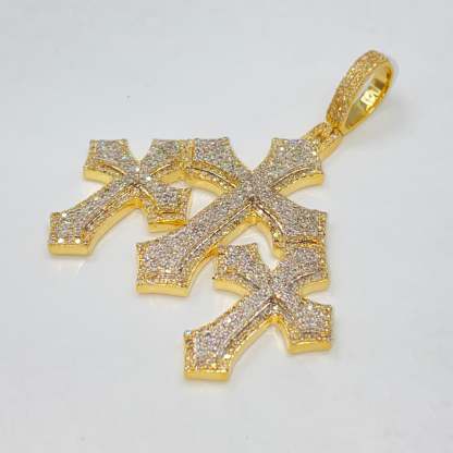 Cross Moissanite Diamond Pendant Set