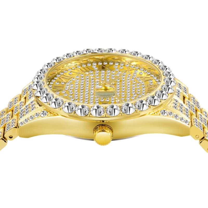 Iced Roman Numerals Men's Watch in Gold