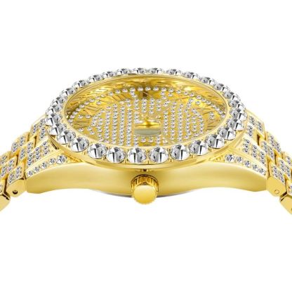 Iced Roman Numerals Men's Watch in Gold