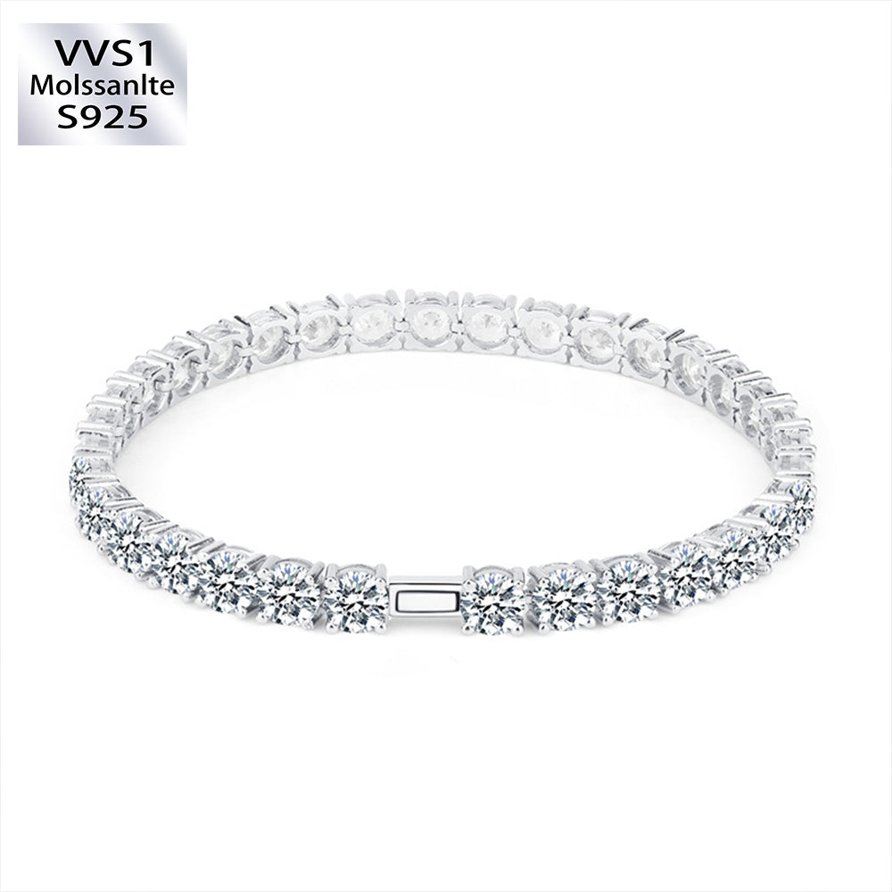 5 Carats 3mm VVS1 Moissanite White Gold Tennis Bracelet