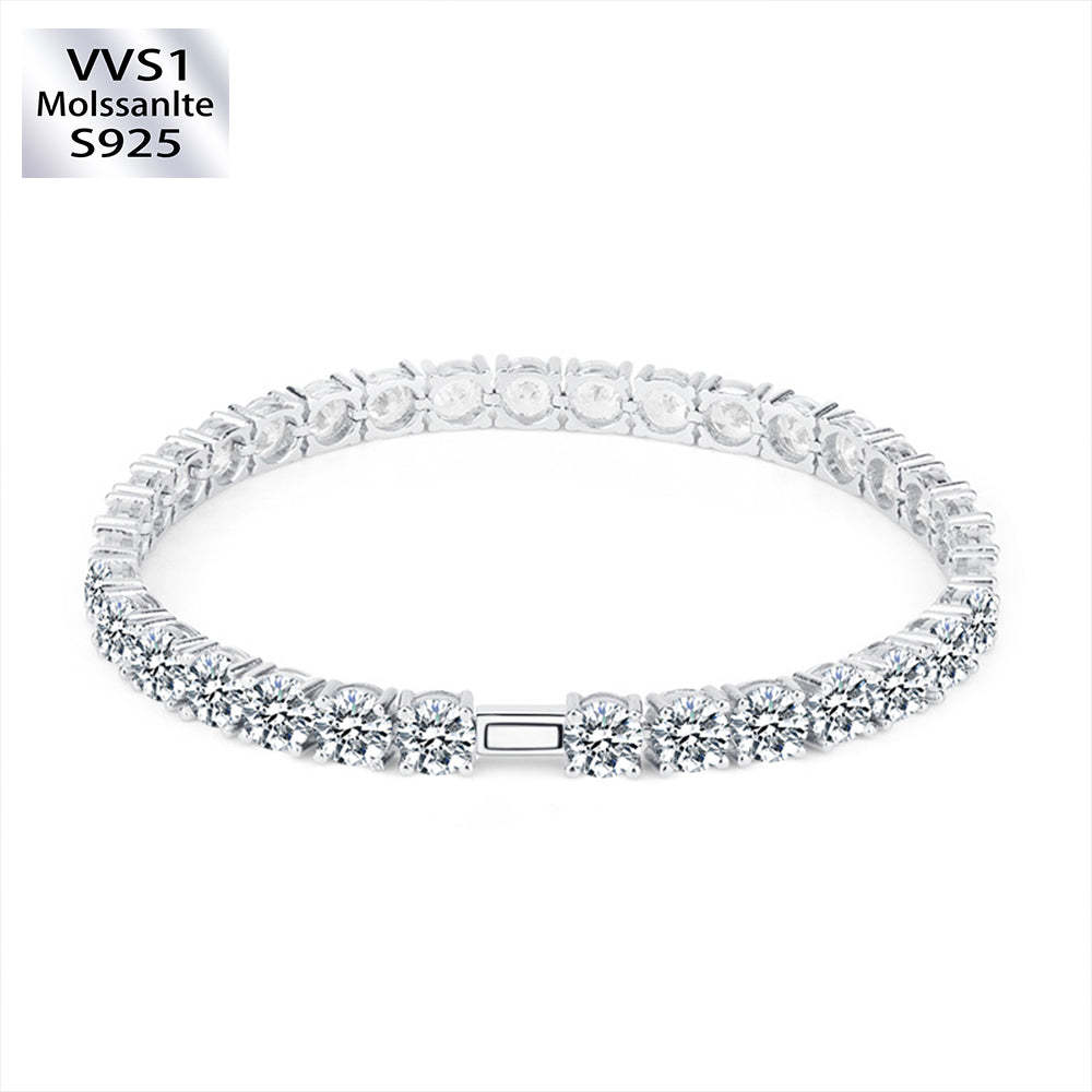5 Carats 3mm VVS1 Moissanite White Gold Tennis Bracelet