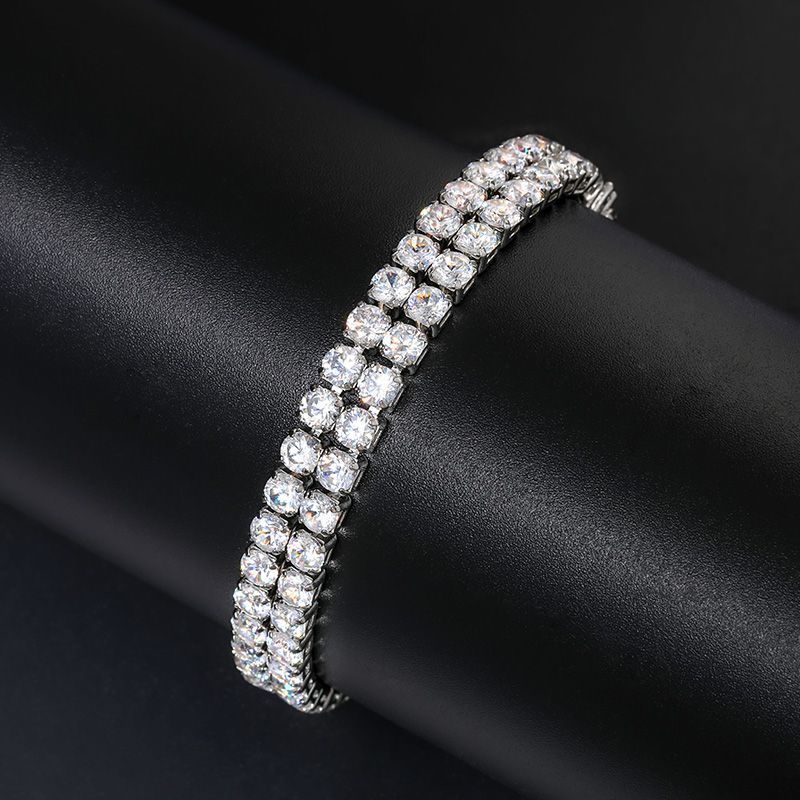 8mm 18K White Gold Finish Double Row Tennis Bracelet