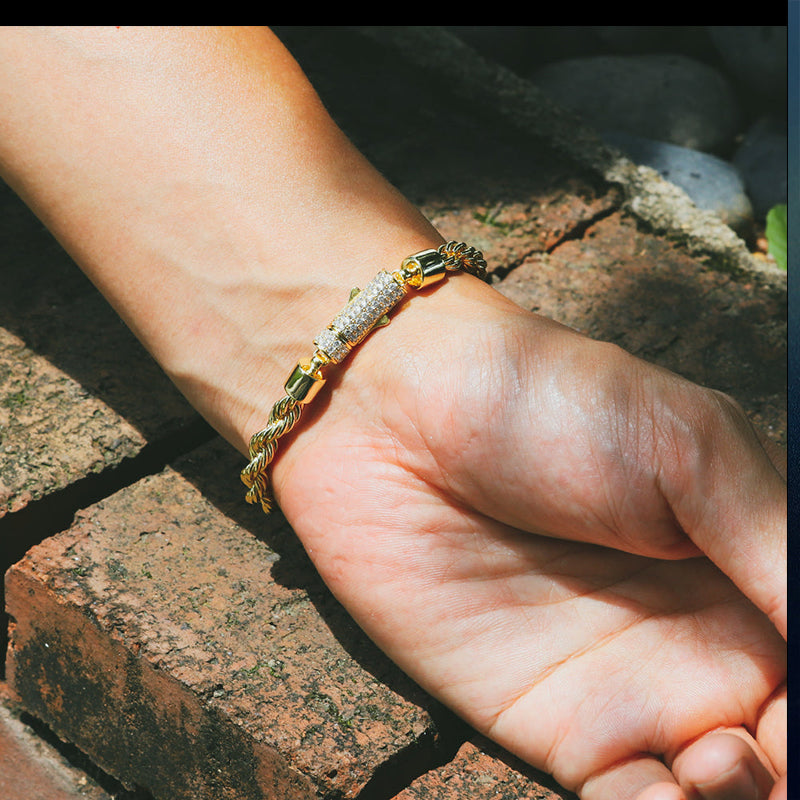 6mm Moissanite Iced Out Clasp Rope Bracelet for Men's