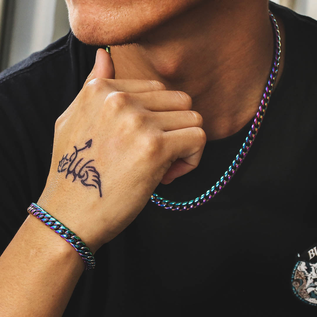 8mm Iridescent Cuban Link Chain-KRKC&CO