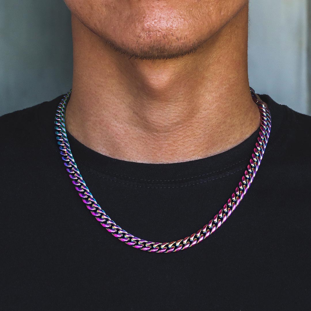 8mm Iridescent Cuban Link Chain-KRKC&CO