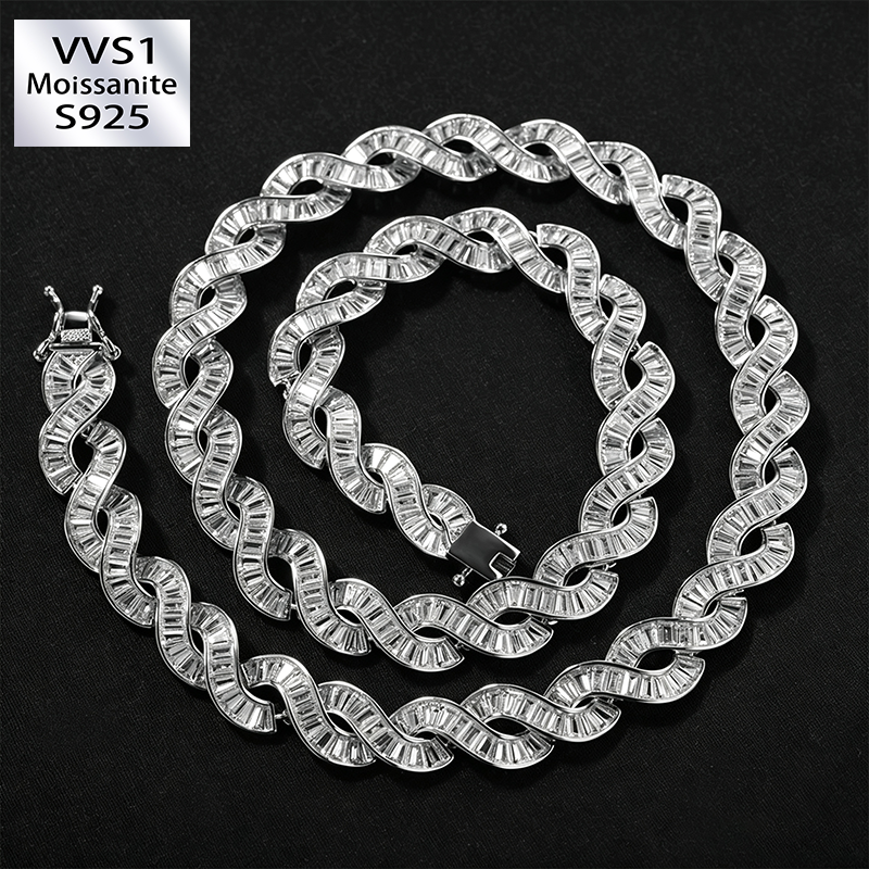 10mm S925 Moissanite DNA Helix Chain