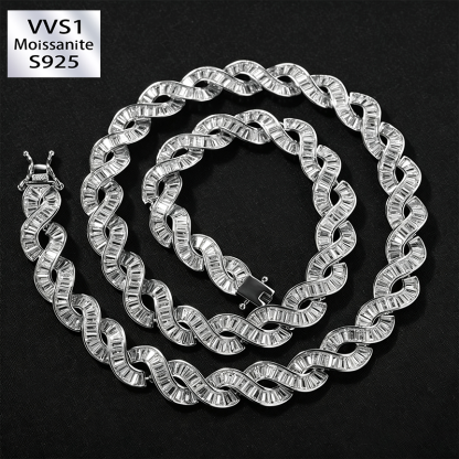 10mm S925 Moissanite DNA Helix Chain