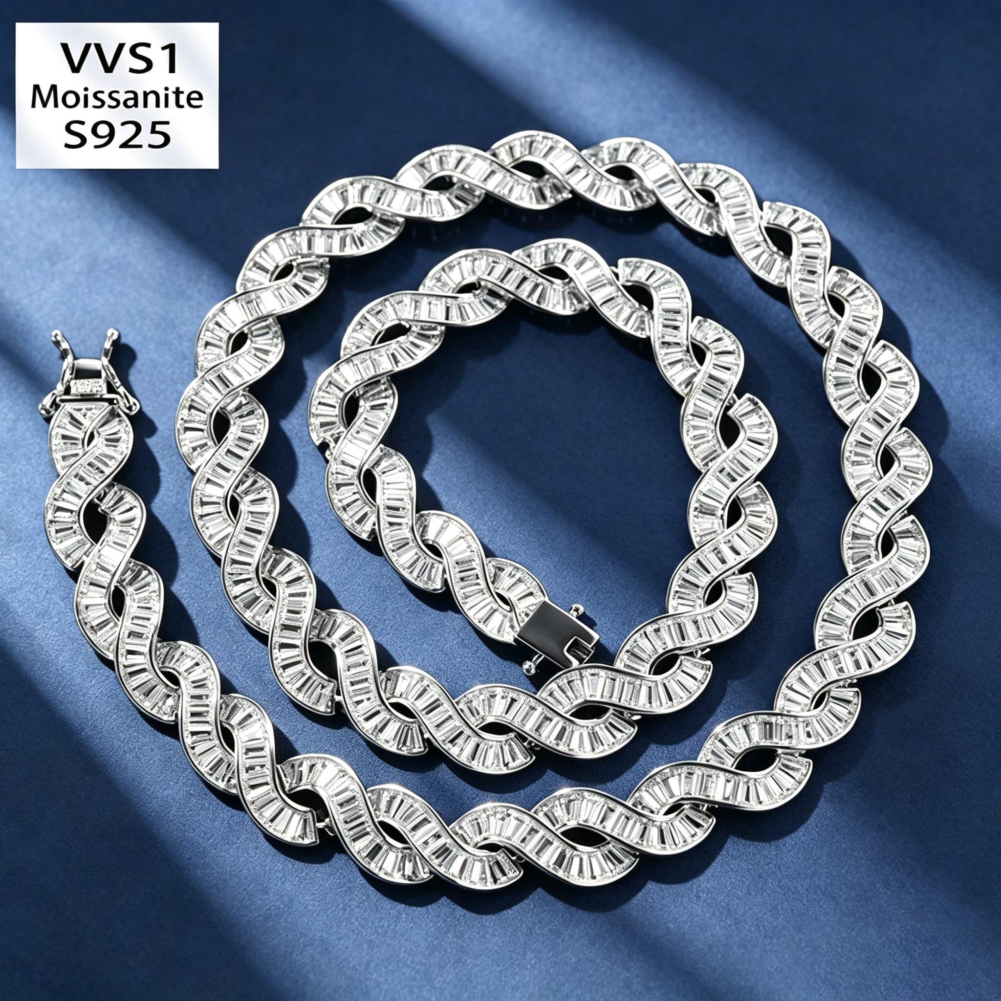 10mm S925 Moissanite Helix Chain