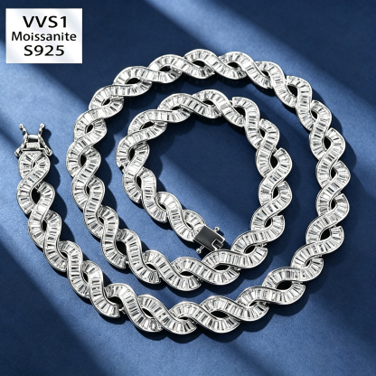 10mm S925 Moissanite Helix Chain