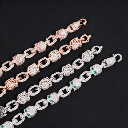13mm Moissanite Skull bracelet vs Chain