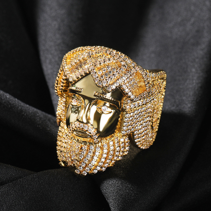Moissanite Hip Hop Retro Jesus Portrait Ring