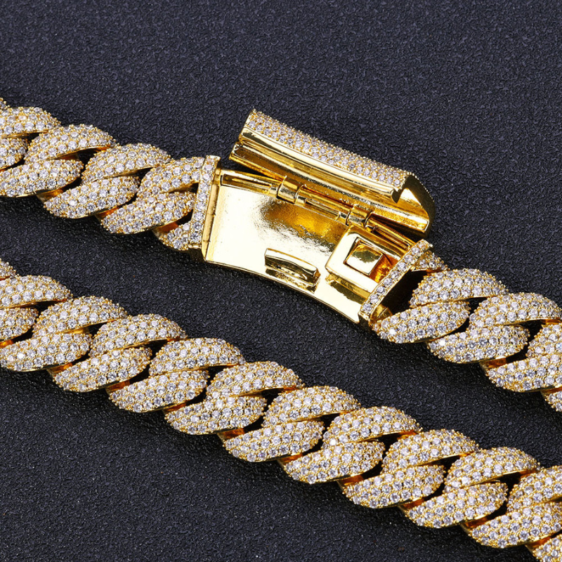 18mm Moissanite Three-row Diamond Bubble Cuban Chain