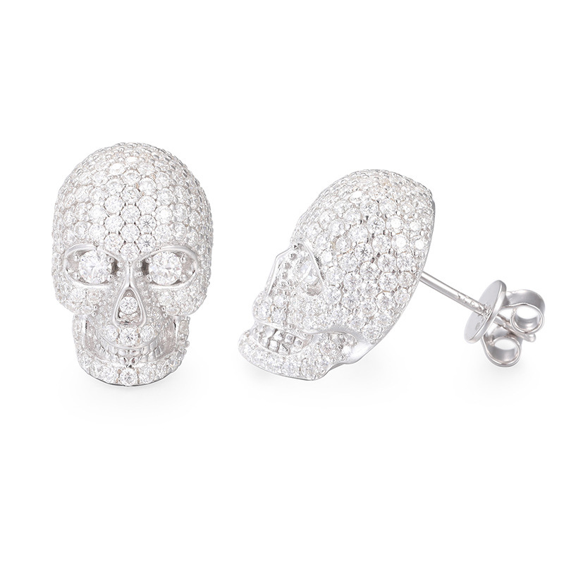 Moissanite Hip Hop Trend Skull Earrings