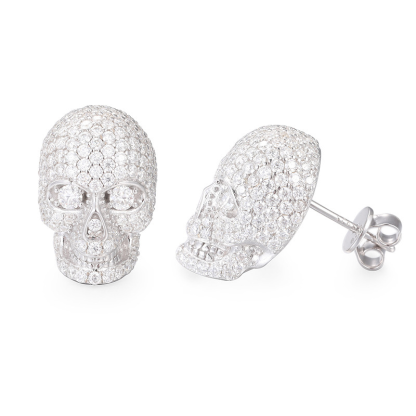 Moissanite Hip Hop Trend Skull Earrings
