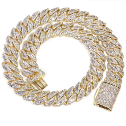 20mm Moissanite Mixed Inlay T Square Cuban Chain