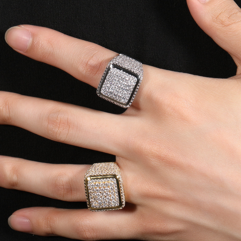 Moissanite Hip Hop Vintage Big Square Ring