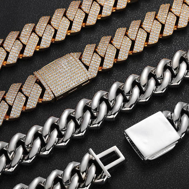 25mm Hip Hop Three Row Diamond Cuban Chain