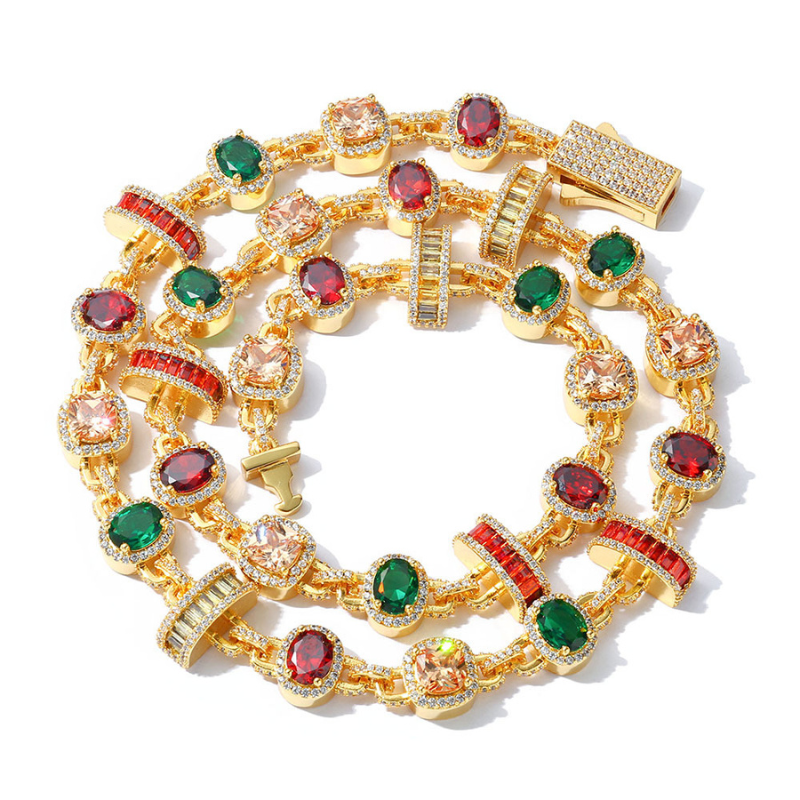 Moissanite Hip Hop Colored Gemstone Chain