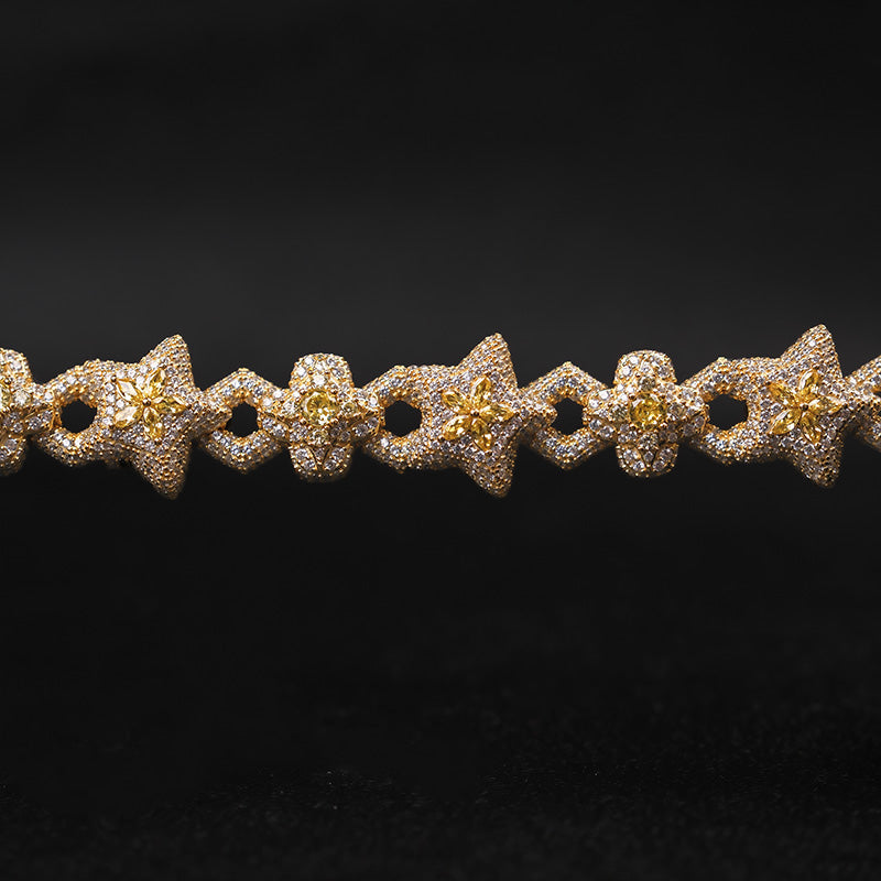 Moissanite Star Spliced Four-Leaf Clover Bracelet