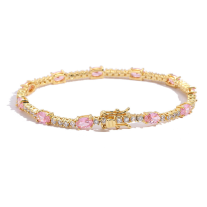 2mm Moissanite Colorful Egg Shaped Gemstone Tennis Bracelet