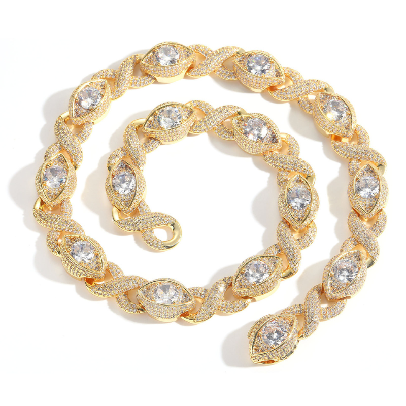 15mm Moissanite Hip Hop Eye Cross Unlimited Cuban Chain