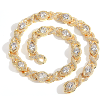 15mm Moissanite Hip Hop Eye Cross Unlimited Cuban Chain