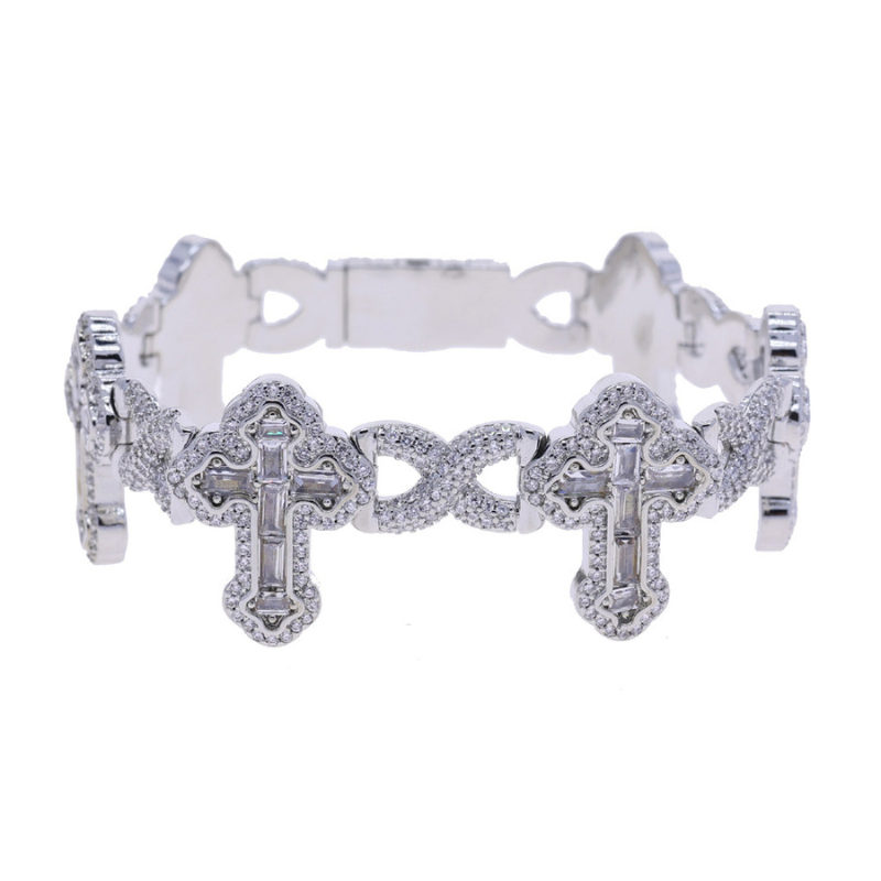 Moissanite Cross Infinity Cuban Bracelet