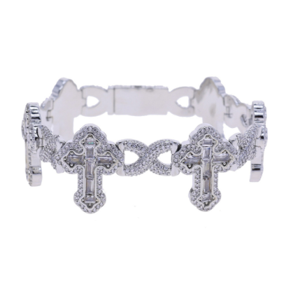 Moissanite Cross Infinity Cuban Bracelet