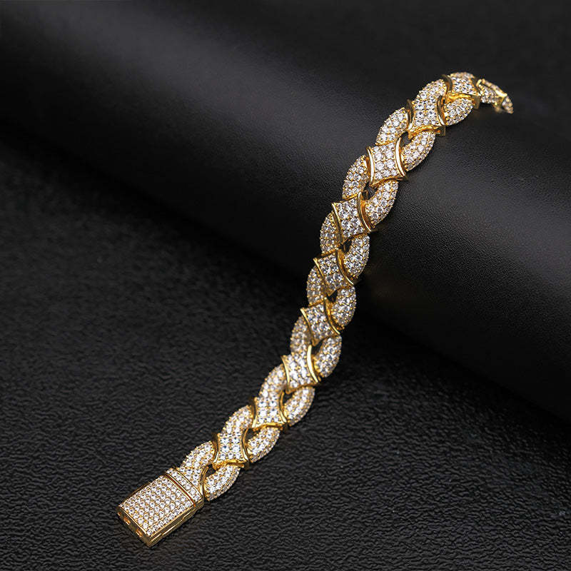 Iced Out Rhombus Interlocking Moissanite Bracelet