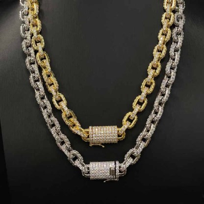 Moissanite Hip Hop Miami Box Clasp Chain