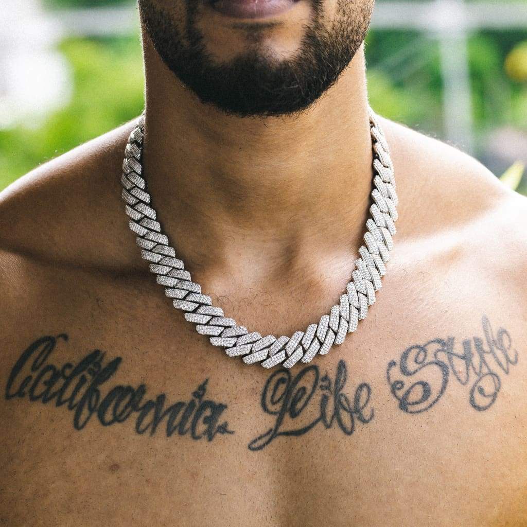 20mm Ice Out Miami Moissanite Diamond Chain In White Gold