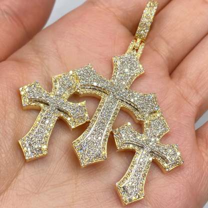 Cross Moissanite Diamond Pendant Set