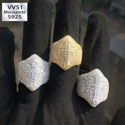 Moissanite Hip Hop Cross Shield Ring