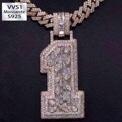 Moissanite Vine Number 1 Pendant