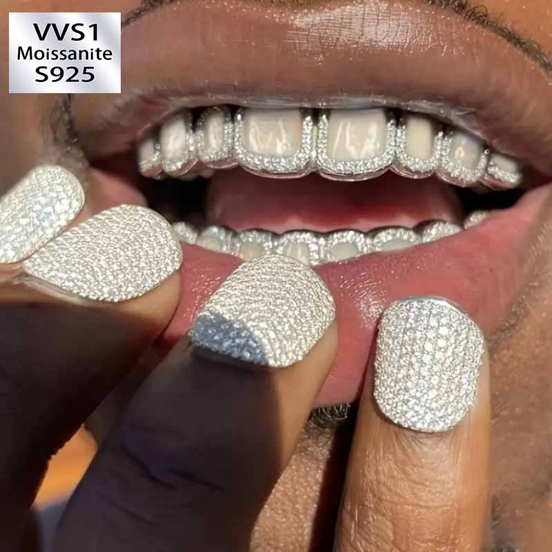 Moissanite Hip Hop Water Drop Hollow Diamond Grillz