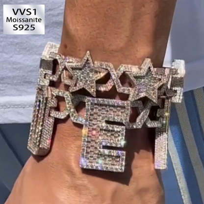 Moissanite Hip Hop Punk Custom Alphabet Cuban Bracelet