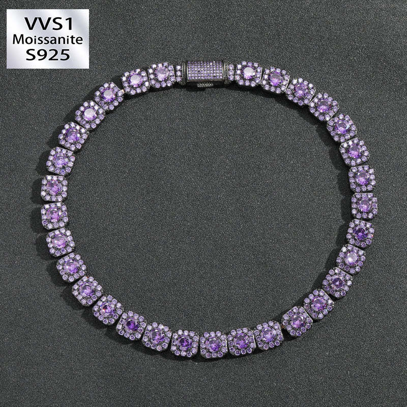 12mm Moissanite Hip Hop Purple Rock Candy Chain