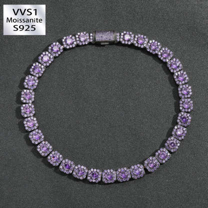 12mm Moissanite Hip Hop Purple Rock Candy Chain