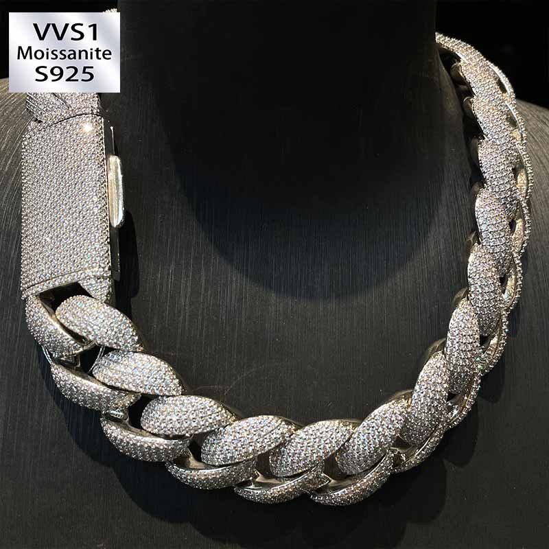 22mm Moissanite Four-Row Bubble Cuban Chain