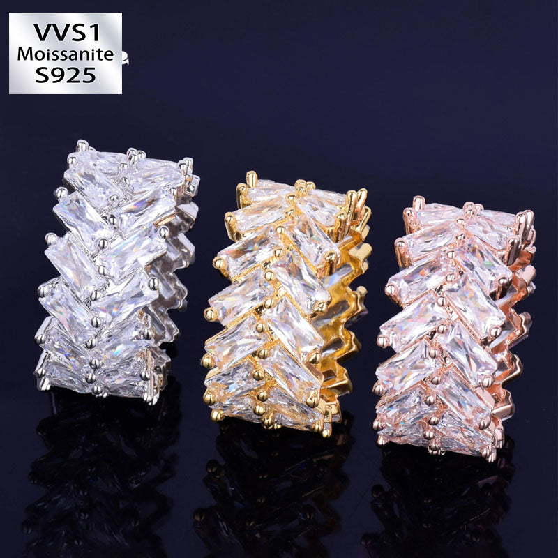 Moissanite Hip Hop Sparkling Geometric Diamond Ring