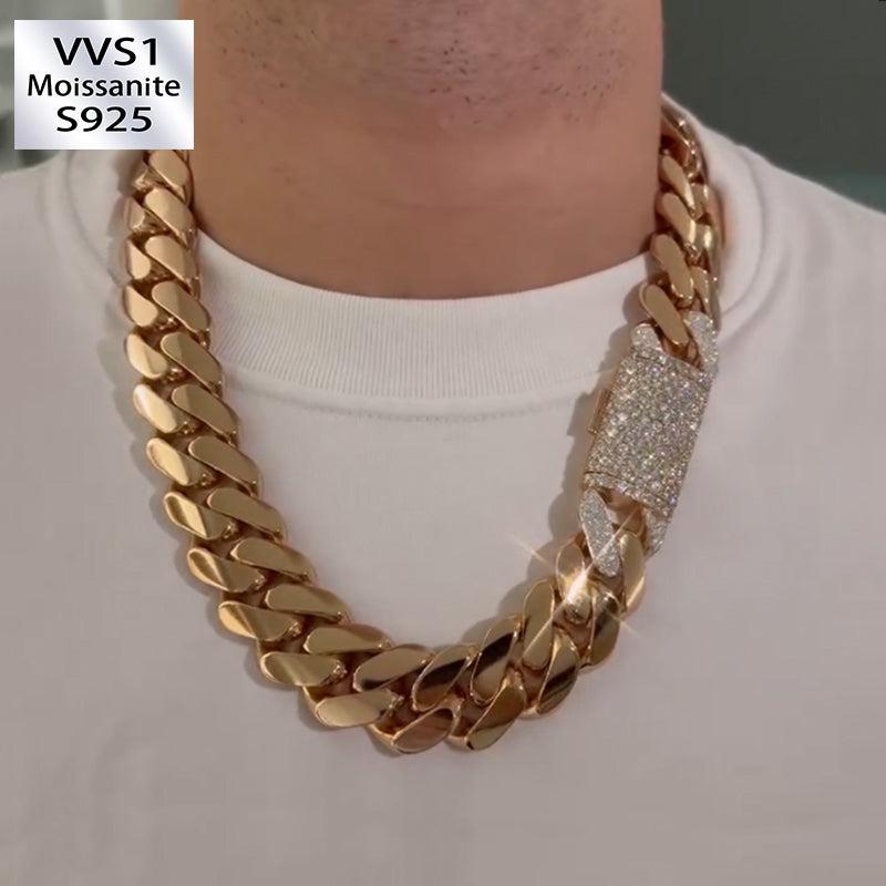 25mm Detail-oriented Design Moissanite Cuban Chain