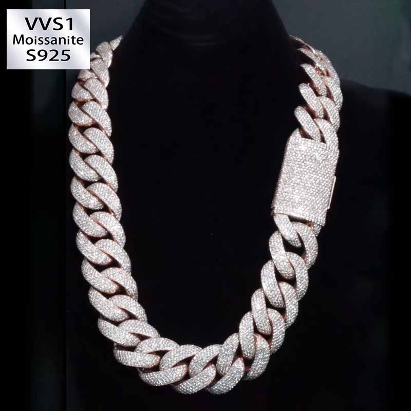 20mm S925 Moissanite Paisley Cuban Chain