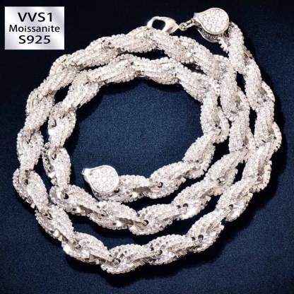 Moissanite Hip-Hop Pave Twisted Chain