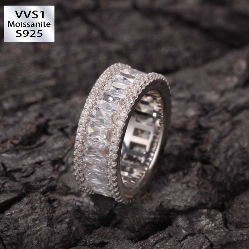 Moissanite Hip Hop Rectangular Full Diamond Ring