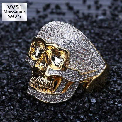 Moissanite Personality Hip Hop Punk Skull Bully Ring