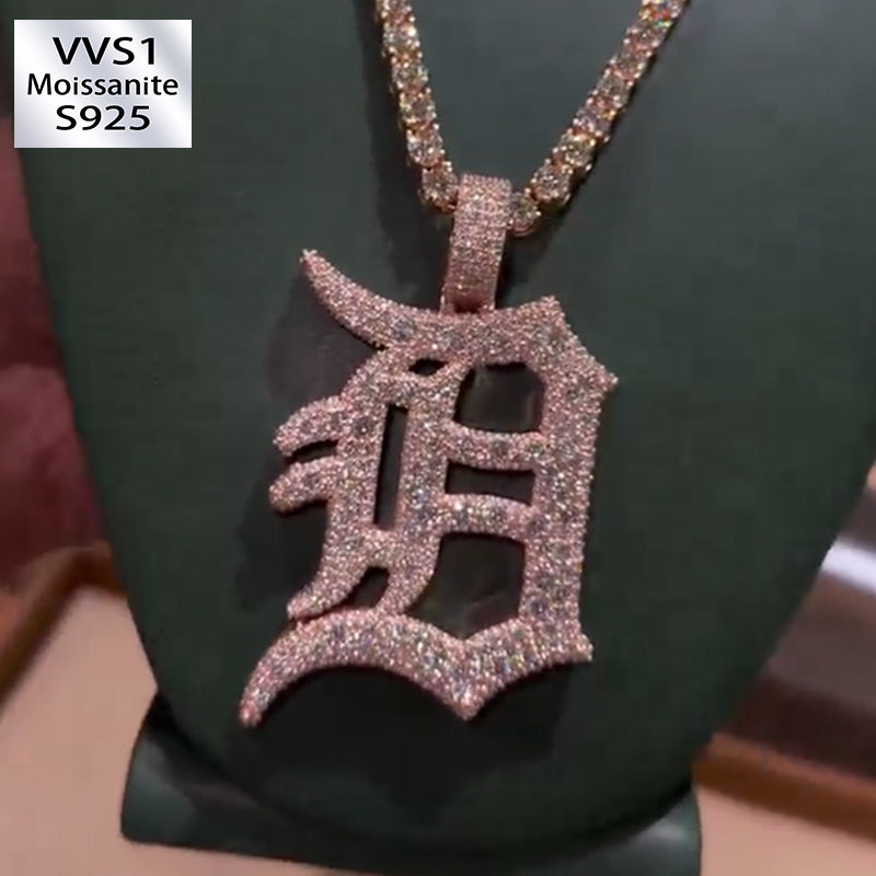 Moissanite Old English D Letter Pendant