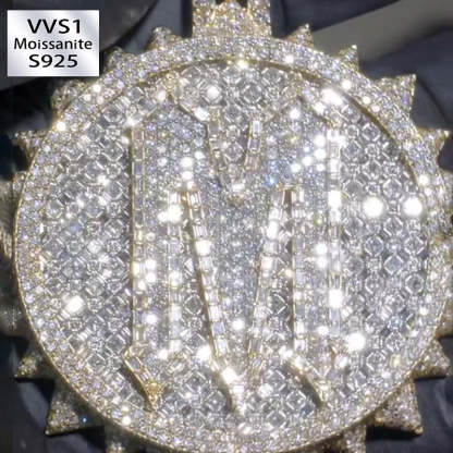 S925 Moissanite Letter M Round Pendant