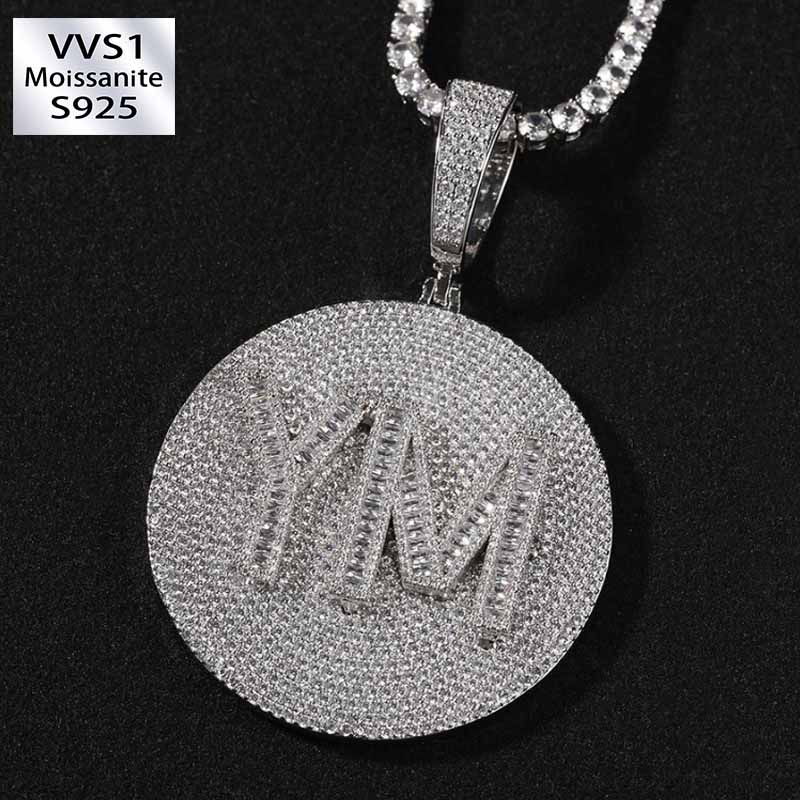 Moissanite Hip-Hop Customized Letter Large Disc Pendant