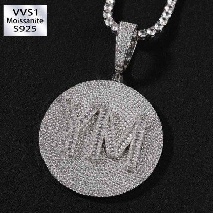 Moissanite Hip-Hop Customized Letter Large Disc Pendant
