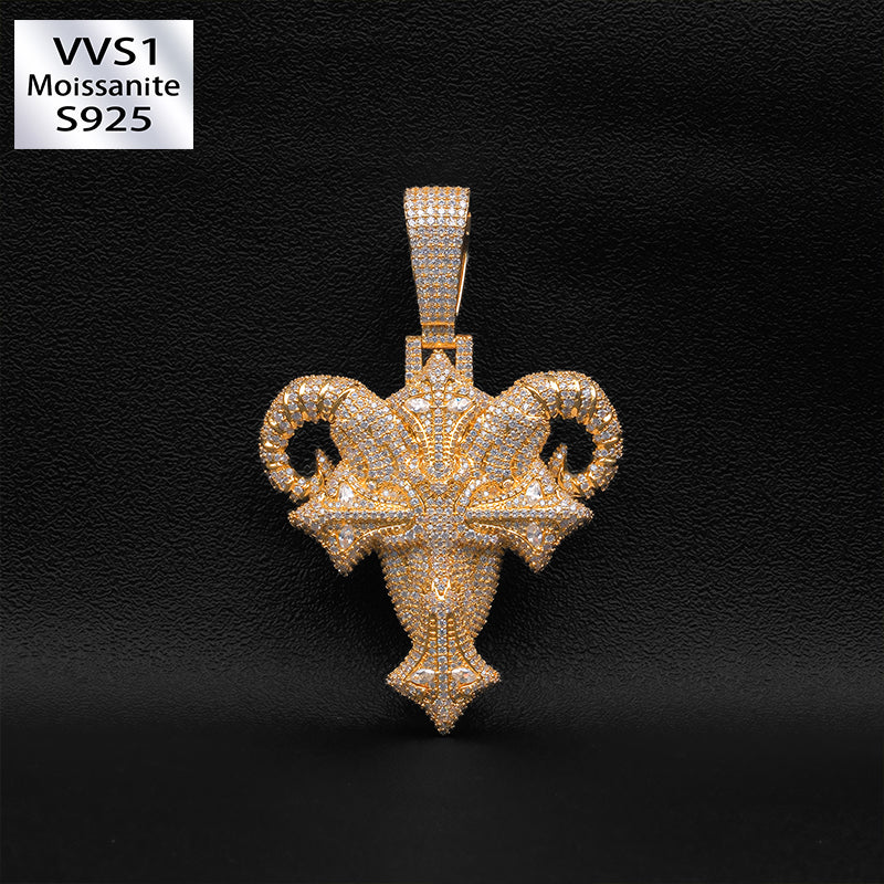 Moissanite Goat Head Pendant